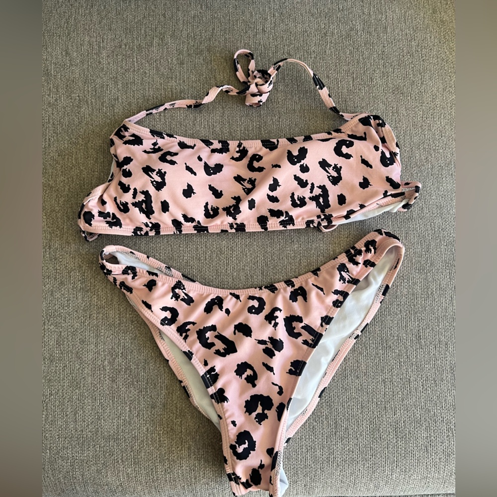 Pink Leopard Print Bikini Set